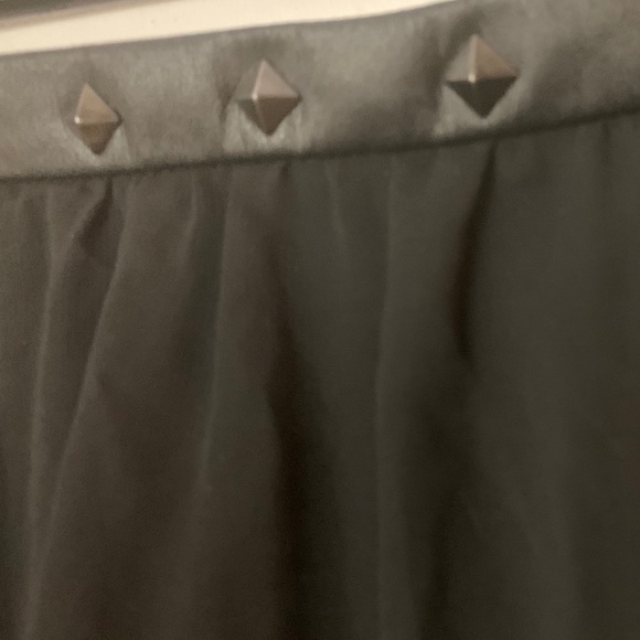 Black High Low Chiffon Skirt With Leather & Studs - Picture 6 of 9